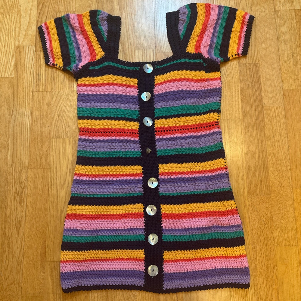 FARM Rio Rainbow Crochet Mini Dress